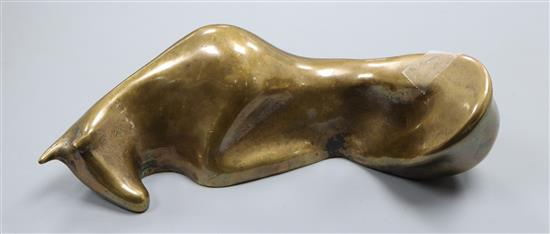 Colin Webster Watson, a stylised bronze model of a bull, signed Colin and dated 70, number 6 of 10, 23cm long